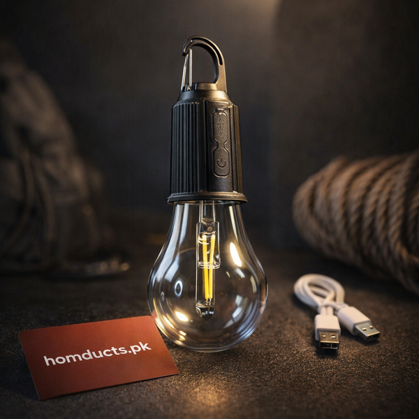 Rechargeable LED Camping Bulb Lamp – Warm Light, Portable Hanging Hook, Type-C Charging