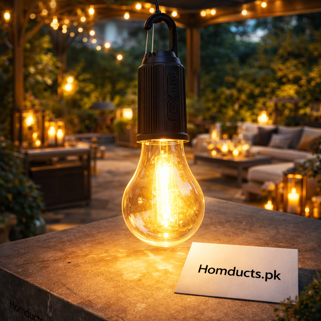 Rechargeable LED Camping Bulb Lamp – Warm Light, Portable Hanging Hook, Type-C Charging