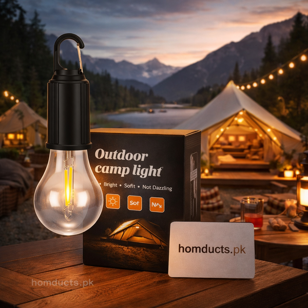 Rechargeable LED Camping Bulb Lamp – Warm Light, Portable Hanging Hook, Type-C Charging