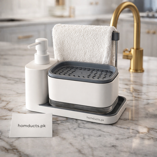 Luxury Sink Organizer Set with Soap Dispenser & Drain Tray