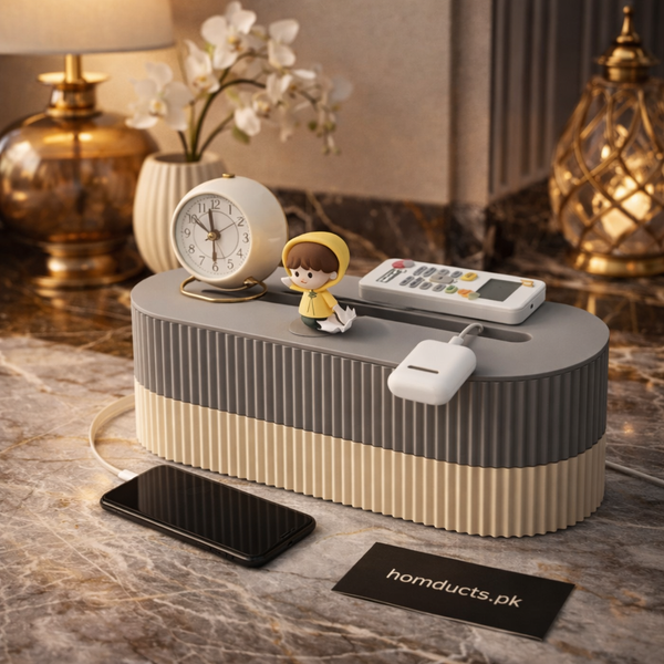 Premium Cable & Extension Board Organizer Box – Desk Wire Management Storage