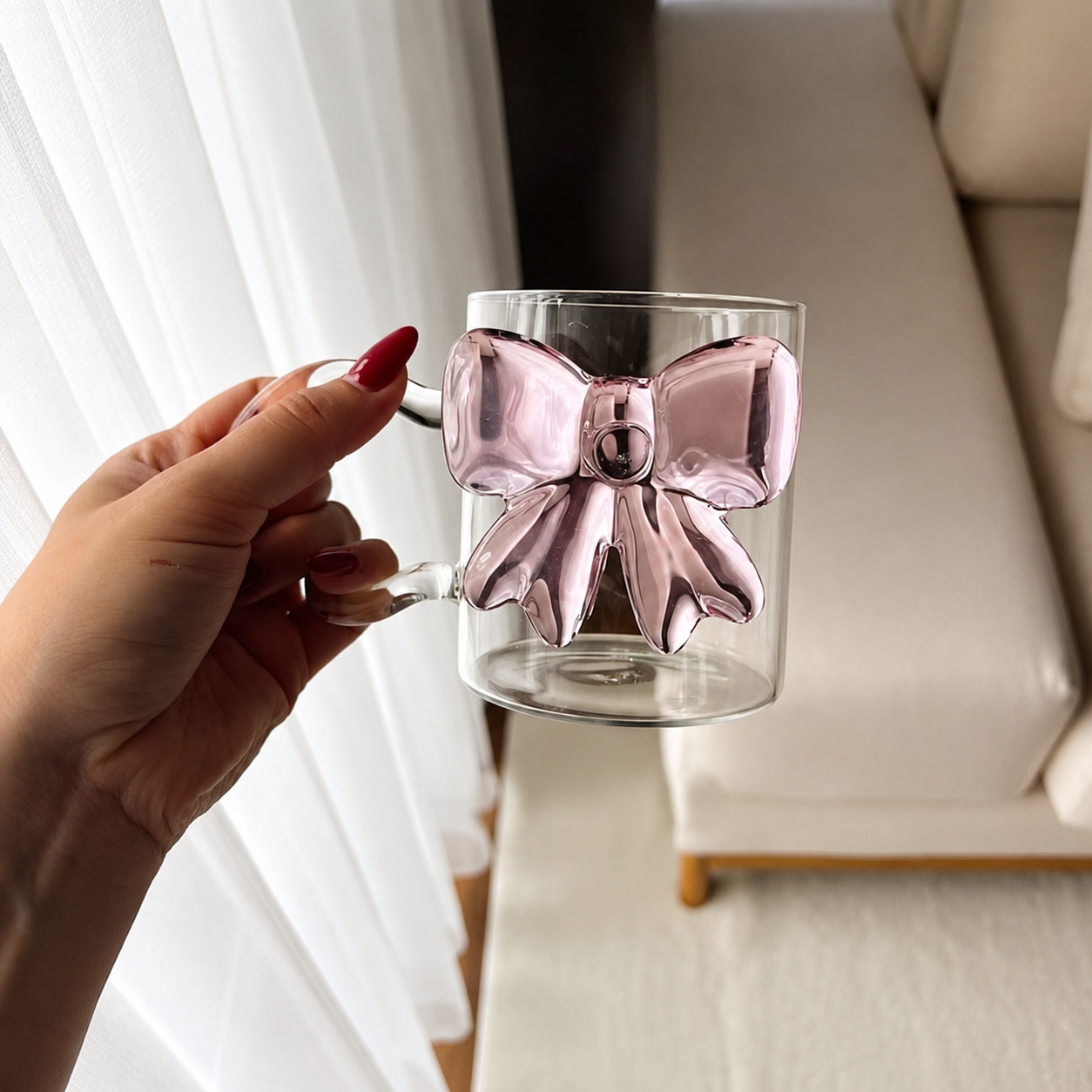 Luxury Pink Bow Glass – Cute Aesthetic Drinking Tumbler