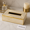 Luxury Gold-Trim Geometric Tissue Box – Elegant Decorative Organizer