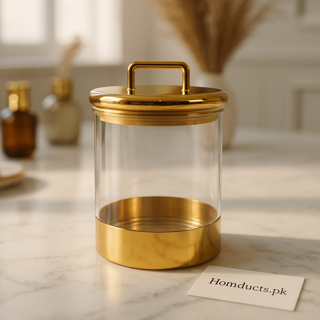 Luxury Gold Lid Transparent Storage Jar – Premium Airtight Container
