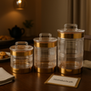 Golden Luxe Acrylic Storage Jar Set (3 Pcs) – Premium Airtight Kitchen Containers