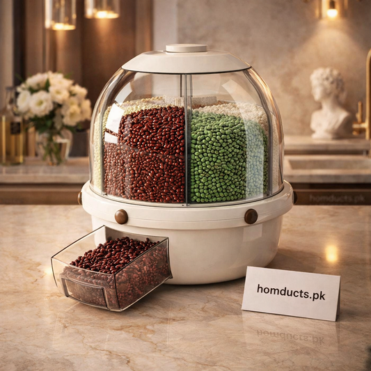 360° Rotating Multi-Grain Storage Dispenser — Luxury Airtight Kitchen Organizer