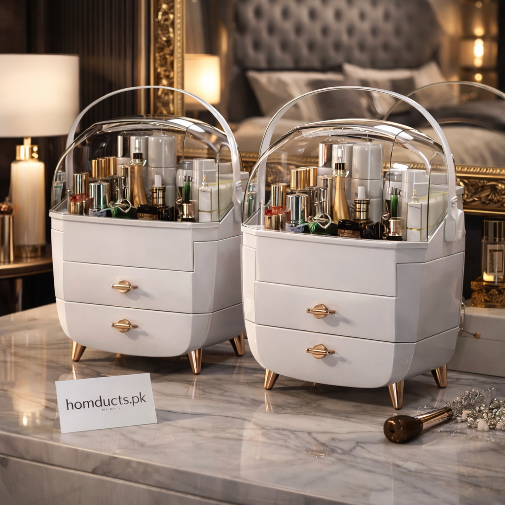 Luxury Dustproof Cosmetic Organizer Box with Drawers – Premium Vanity Makeup Storage