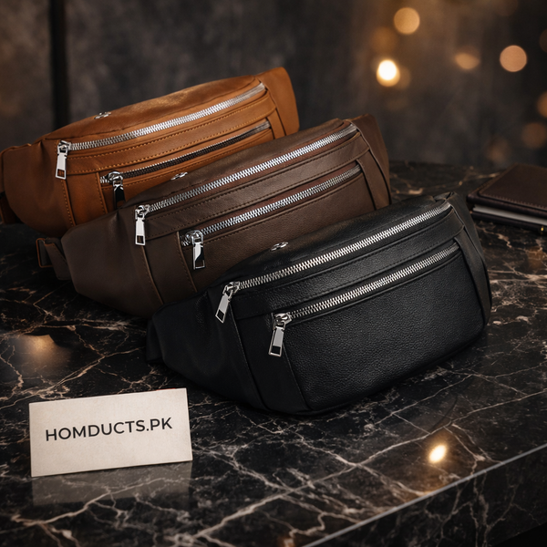 Luxury Multi-Zip Leather Crossbody Waist Bag — Premium Everyday Travel Sling