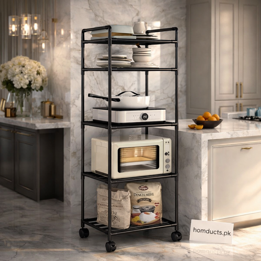 Premium 5-Tier Kitchen Storage Rack with Wheels — Heavy-Duty Multi-Layer Organizer Shelf