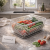 Premium FreshLock Fridge Organizer Basket with Lid — Luxury Vegetable Storage Container