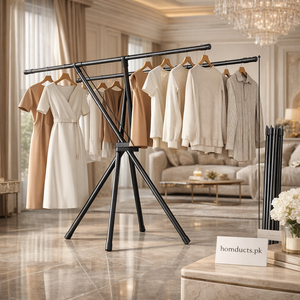 Premium Foldable X-Frame Double Rod Clothes Rack — Heavy Duty Portable Garment Organizer Stand