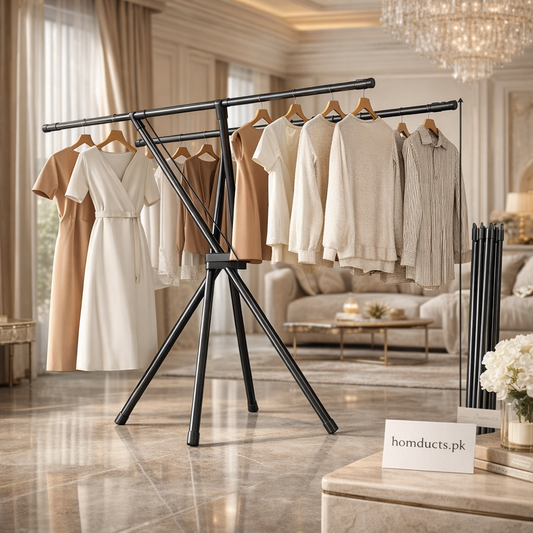 Premium Foldable X-Frame Double Rod Clothes Rack — Heavy Duty Portable Garment Organizer Stand