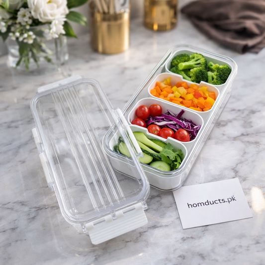 Premium 4-Compartment Airtight Lunch & Snack Organizer Box