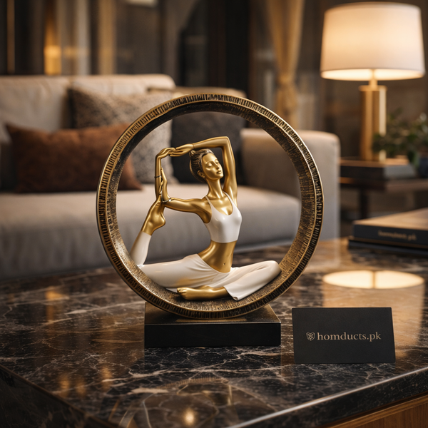 Luxury Modern Yoga Lady Sculpture – Elegant Gold Home Decor Accent