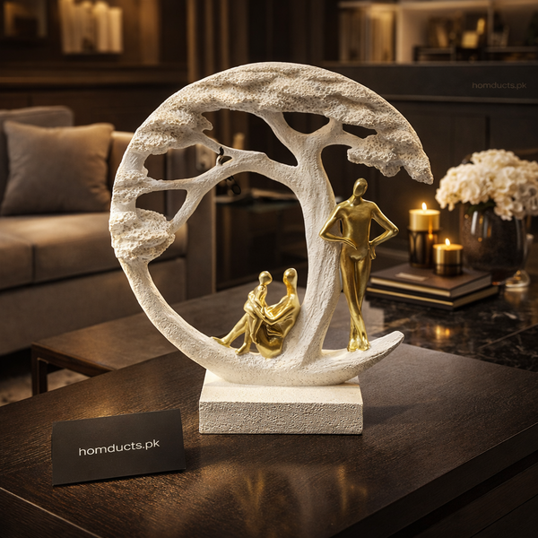 Luxury Abstract Family Tree Sculpture – Modern Gold & White Home Décor Accent