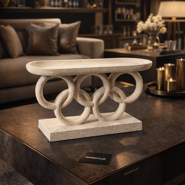 Luxury Interlocking Ring Decorative Console Tray – Modern Sculptural Home Accent
