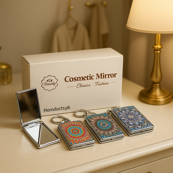 Premium Mandala Pocket Cosmetic Mirror Keychain – Portable Dual-Sided Folding Design