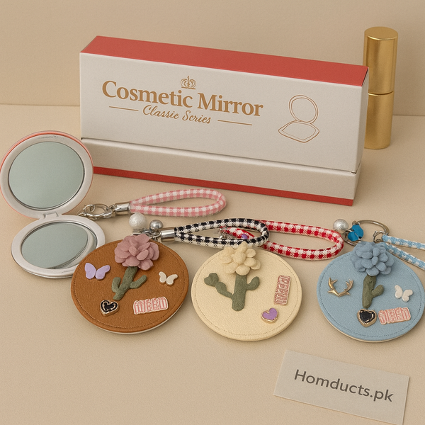 Luxury Floral Keychain Cosmetic Mirror – Portable Travel Makeup Mirror with Cute 3D Flower Design