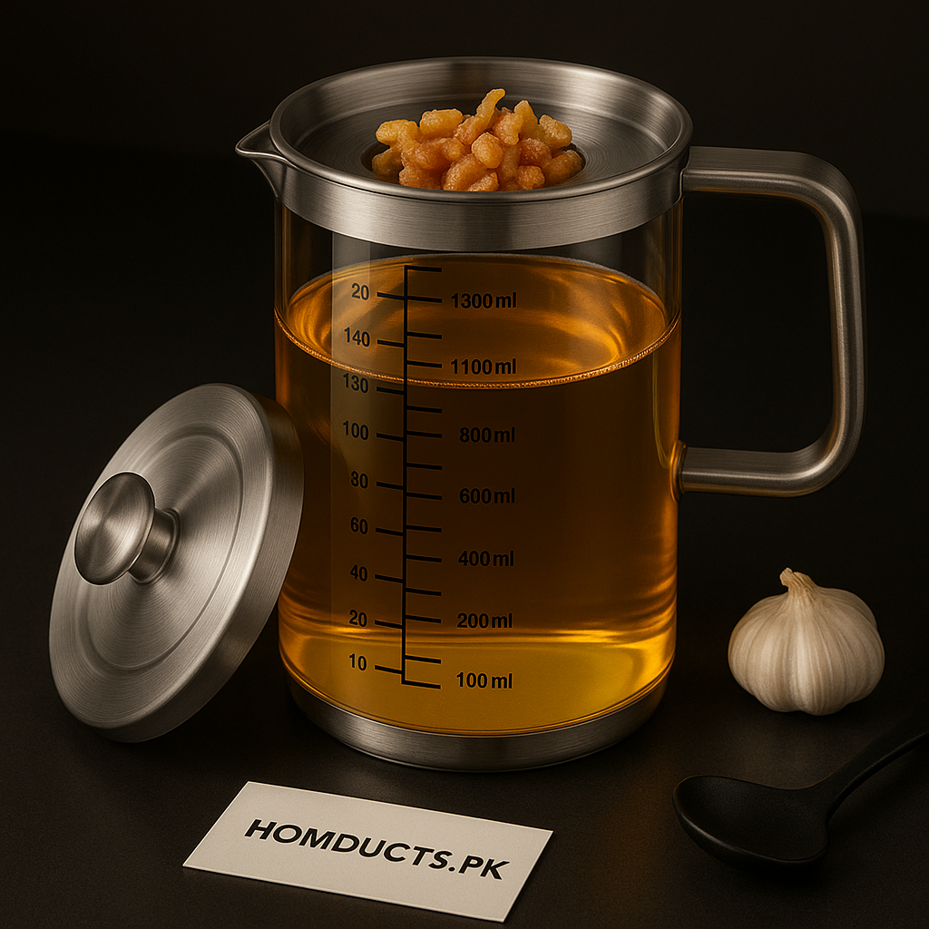 Borosilicate Glass Oil Filter Pot  (1.2L)