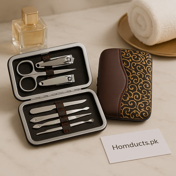 Luxury 7-in-1 Stainless Steel Manicure Grooming Kit – Travel & Home Use