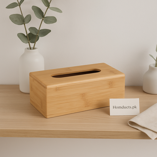Premium Bamboo Wooden Tissue Box – Natural Finish (300g & 600g)