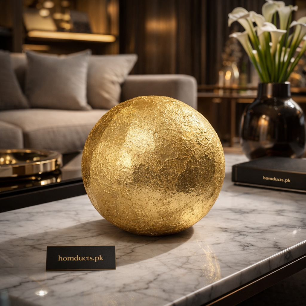 Luxury Textured Gold Decorative Sphere — Premium Modern Home Accent