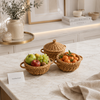 Handwoven Rattan Fruit & Storage Basket with Lid – 3 Pcs Set