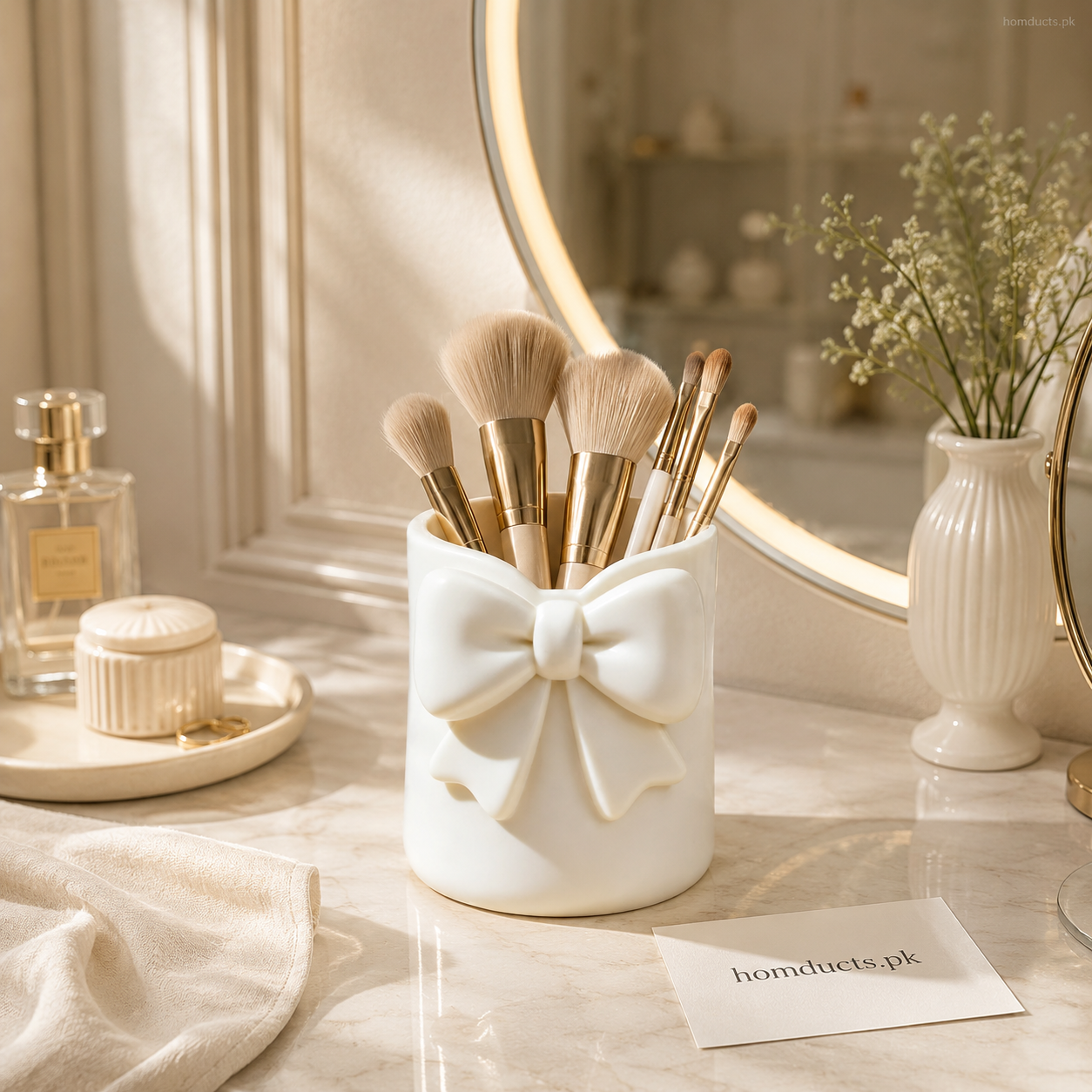 Luxury Bow Makeup Brush Holder & Vanity Organizer