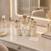 Luxury Bow Design 3-Compartment Makeup Brush & Cosmetic Organizer