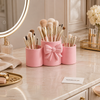 Luxury Bow Design 3-Compartment Makeup Brush & Cosmetic Organizer