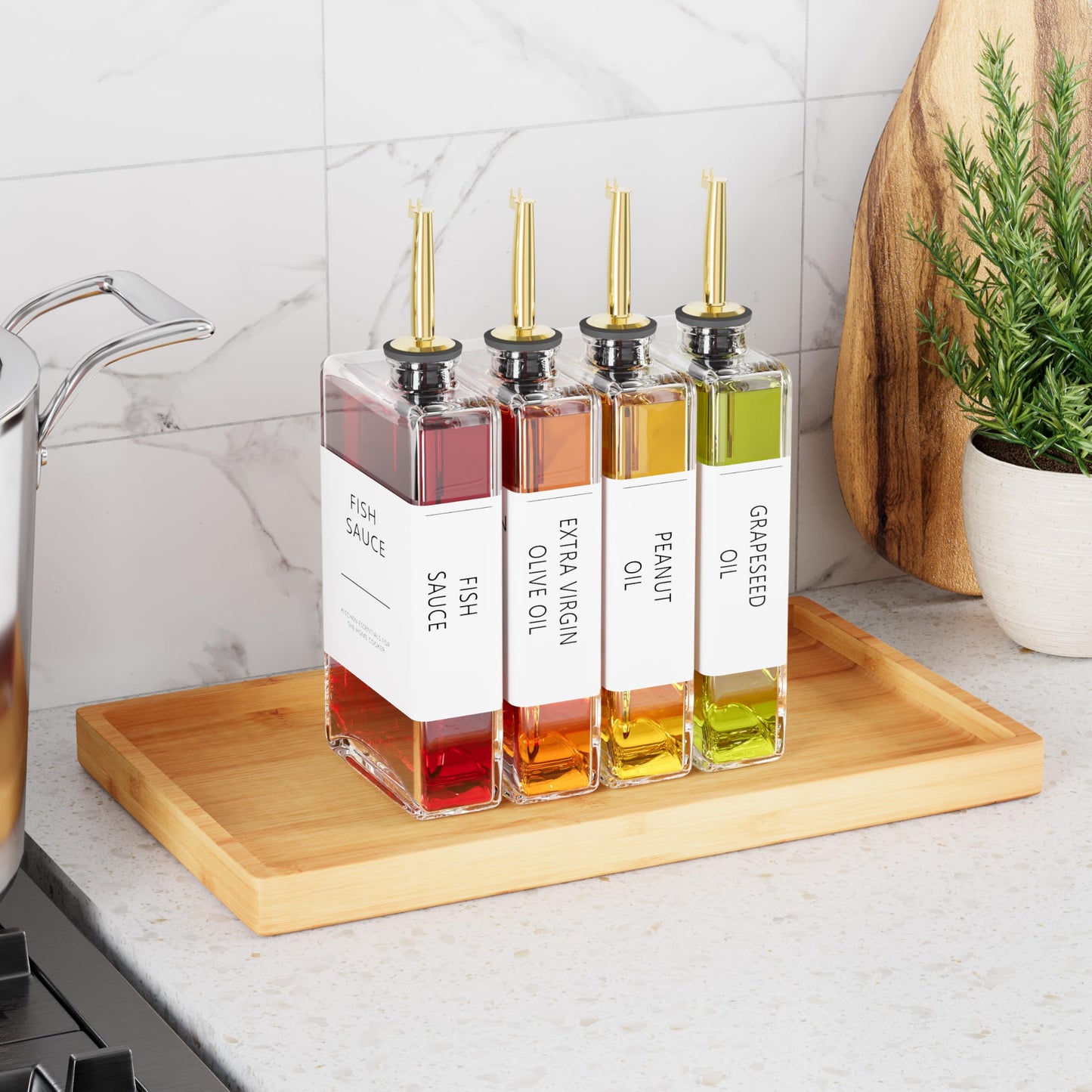 Premium Glass Oil & Vinegar Dispenser Bottle with Gold Pour Spout – 1 Pc