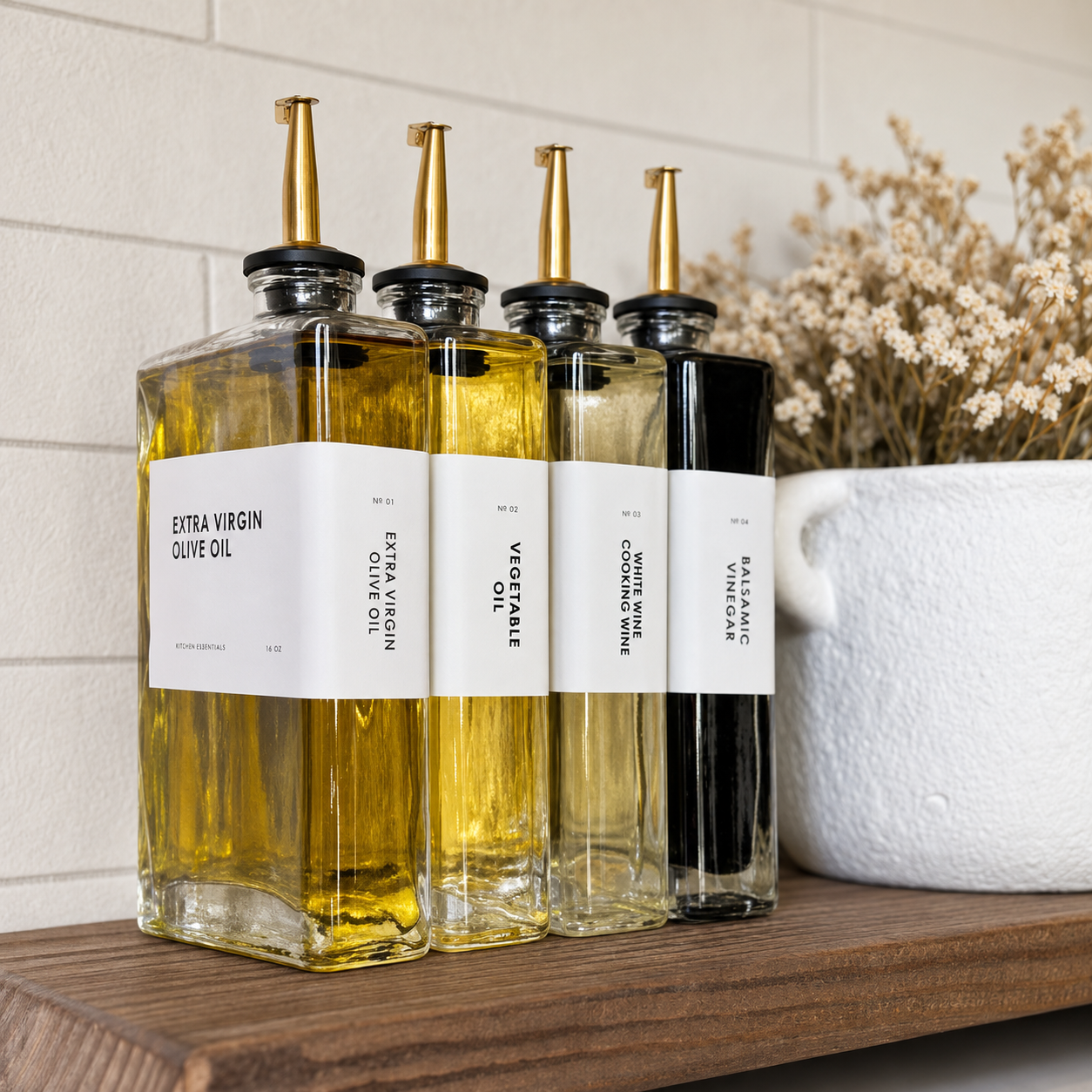 Premium Glass Oil & Vinegar Dispenser Bottle with Gold Pour Spout – 1 Pc