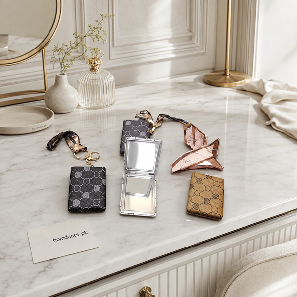 Luxury Folding Pocket Mirror with Keychain – Portable Compact Makeup Mirror