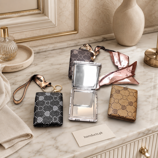 Luxury Folding Pocket Mirror with Keychain – Portable Compact Makeup Mirror
