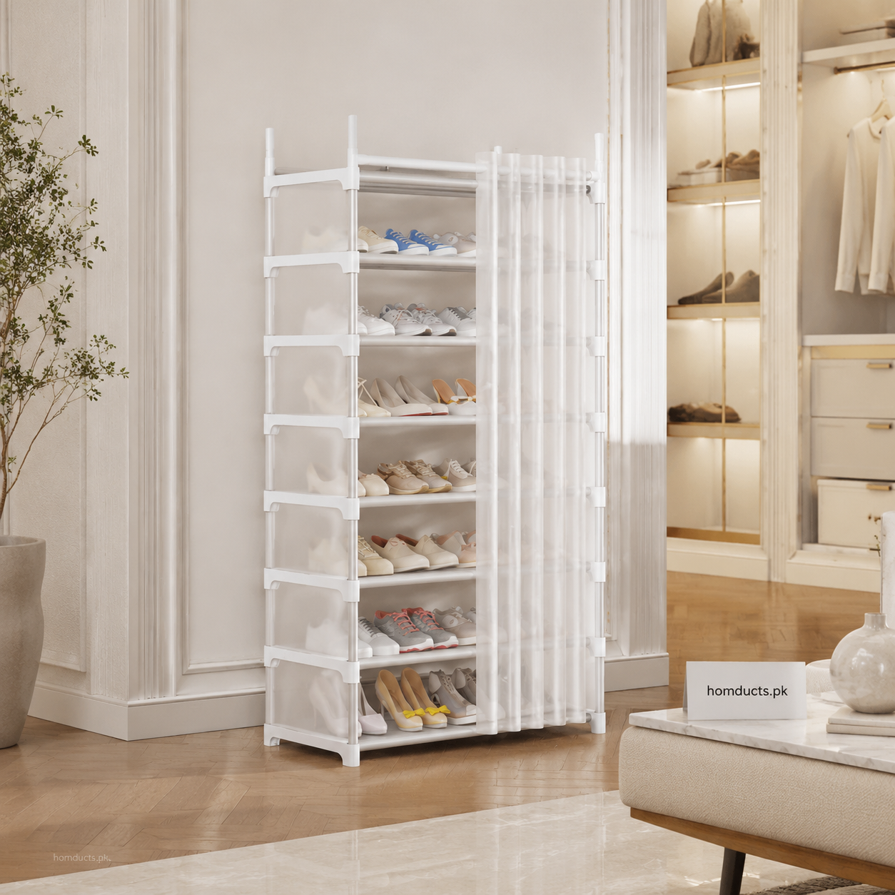 Multi-Tier Foldable Shoe & Clothes Storage Organizer with Cover