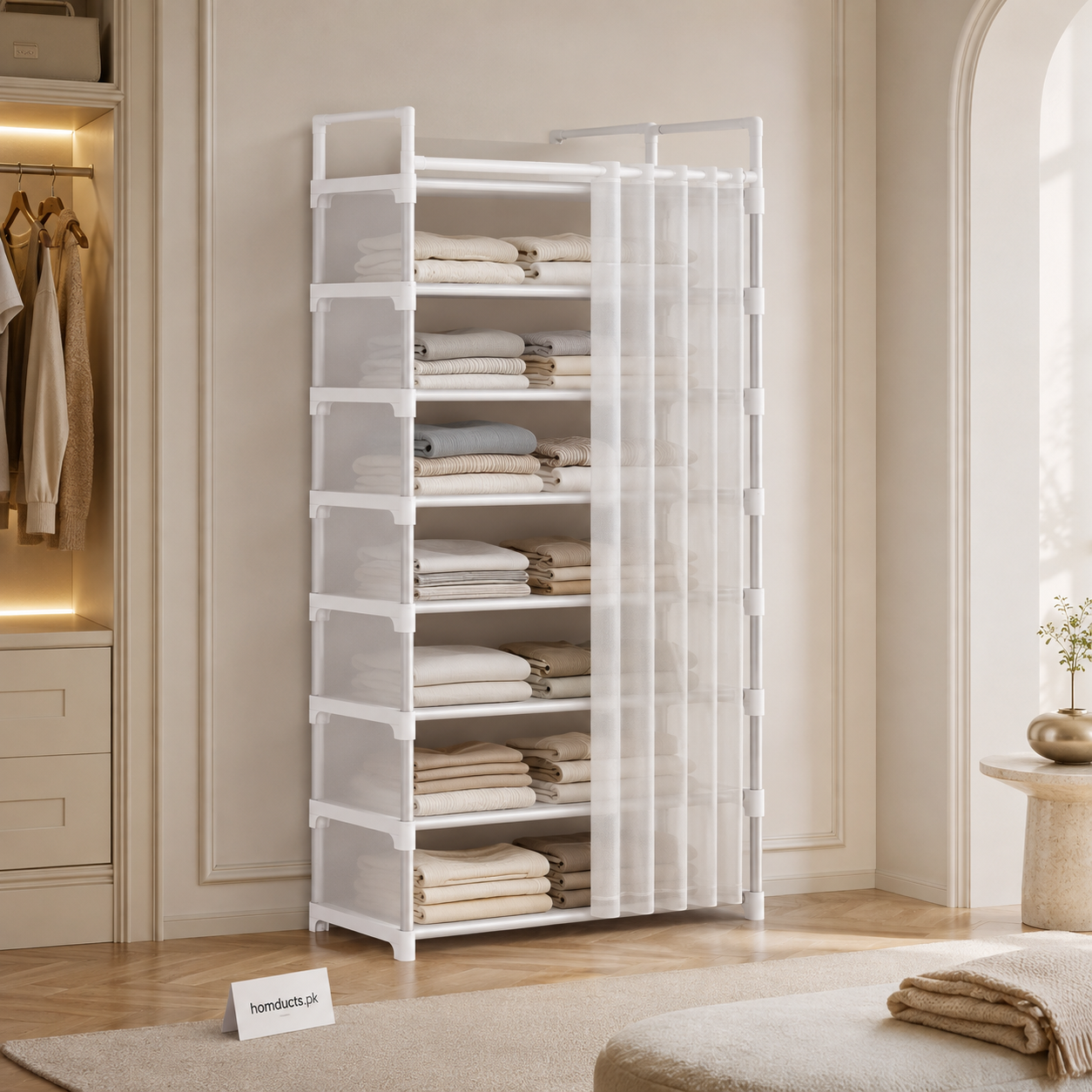 Multi-Tier Foldable Shoe & Clothes Storage Organizer with Cover