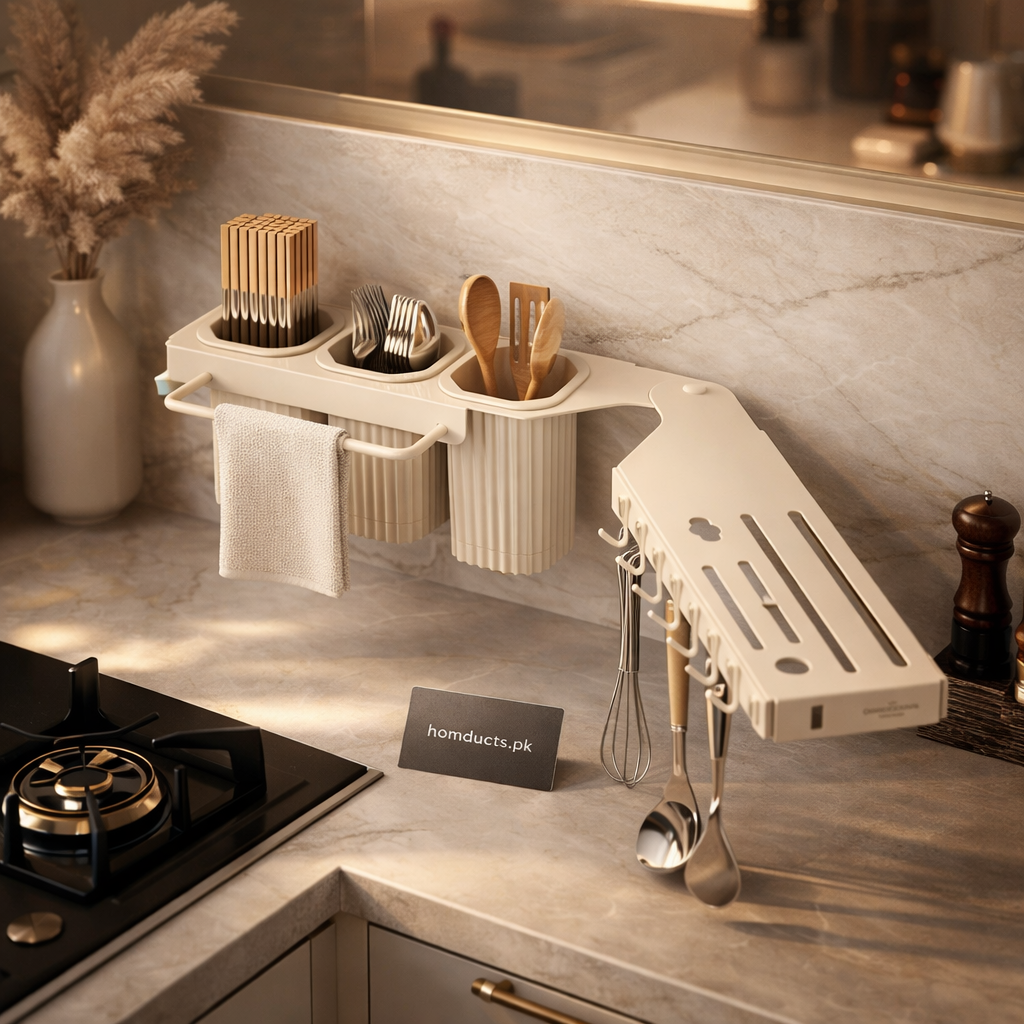 Luxury Over-the-Sink Kitchen Organizer Rack — Multi-Function Utensil & Storage Holder