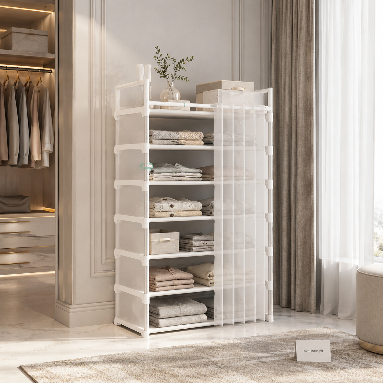 Multi-Tier Foldable Shoe & Clothes Storage Organizer with Cover