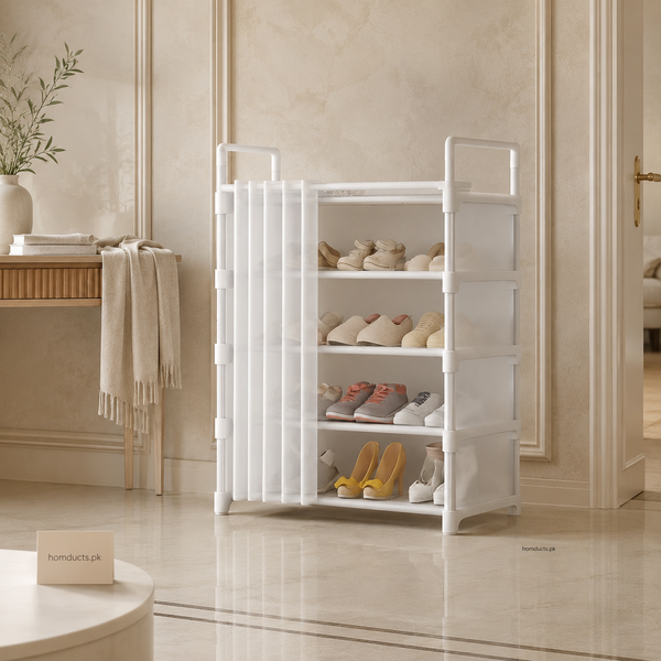 Multi-Tier Foldable Shoe & Clothes Storage Organizer with Cover