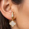 Luxury Clover Crystal Drop Earrings – Gold Plated Elegant Statement Jewelry