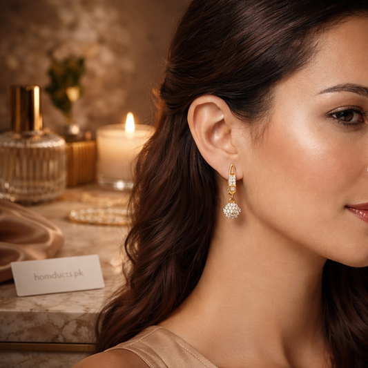 Luxury Gold Crystal Drop Earrings – Elegant Statement Jewelry for Women