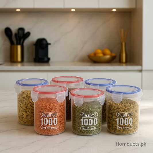 Airtight SealPot Food Storage Container – 1000ml & 800ml Premium Lock Lid Jar (1 PC)