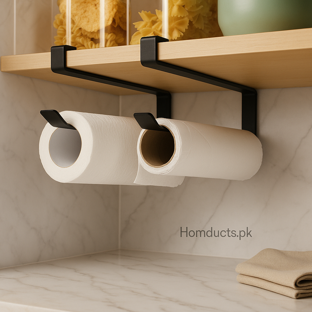 Under Cabinet Paper Towel Holder – Space Saving Metal Rack (1 Pc)
