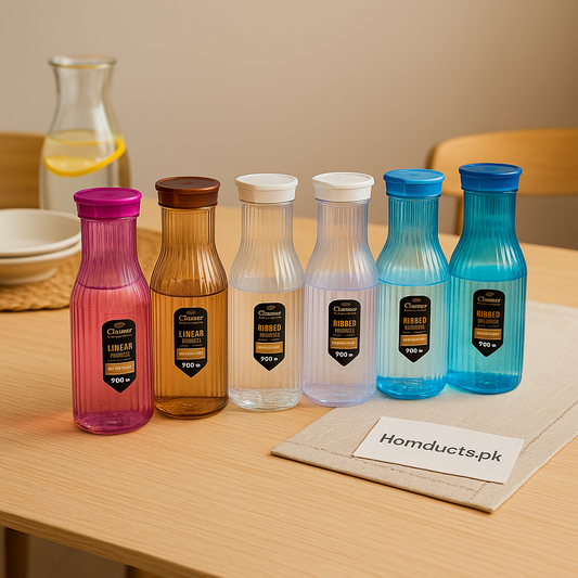 Premium Linear Ribbed Water Bottle – 900ml Elegant Hydration Bottle (1 Pc)