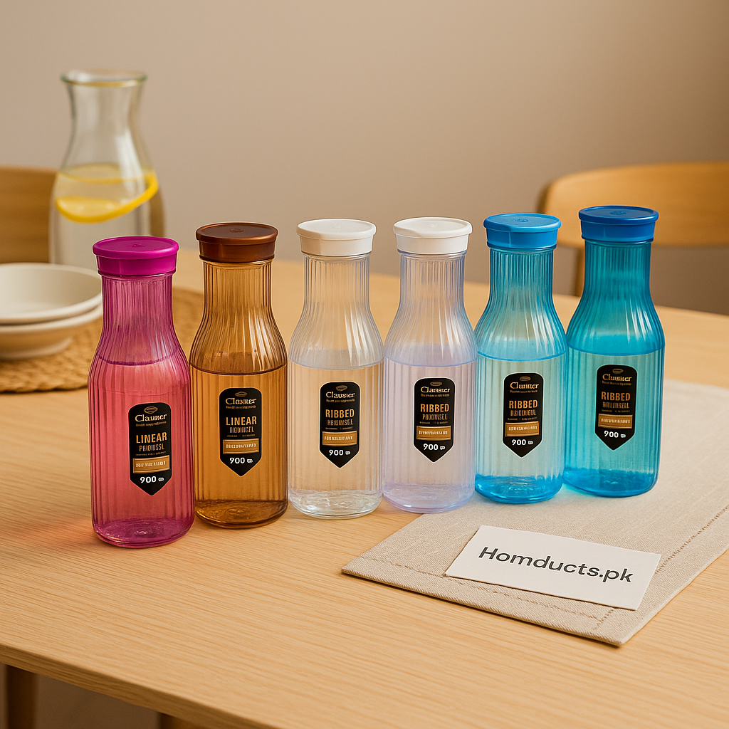 Premium Linear Ribbed Water Bottle – 900ml Elegant Hydration Bottle (1 Pc)