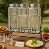 Triple Glass Beverage Dispenser Set with Metal Stand – Premium Yorkshire Drink Station