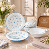 Premium Blue Snowflake Ceramic Dinnerware & Serving Set – 7 Pcs