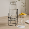 Premium Square Glass Beverage Dispenser with Metal Stand – 3L Capacity