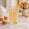 Luxury Floral Acrylic Tumbler – Transparent Bloom Glass with Pink & Yellow Petal Design