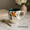 Brilliant Luxury Botanical Ceramic Mug – Hand-Painted Floral Design with Green Interior